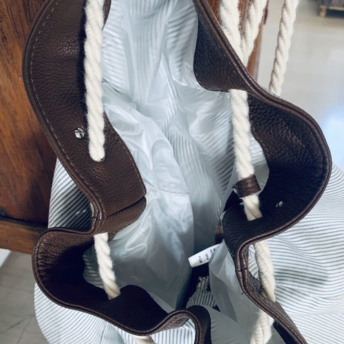 Ioanna Kourbela Backpack Bag new, leather and cotton, waterproof interior