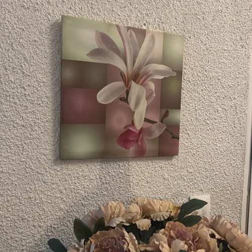 Καδράκι flower print σαν καινούργιο, άνθη μανόλιας σε γεωμετρικό φόντο