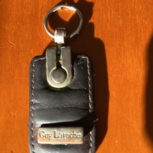 Guy Laroche leather keychain used, brown