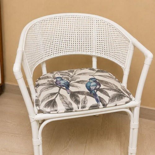 Boho furniture set from bamboo and rattan used, shelf, armchair, 2 nightstands