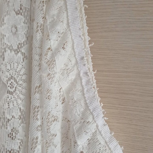 Machine Lace Curtain used, floral design, 212 x 155 cm