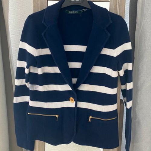 Ralph Lauren knit blazer navy and white