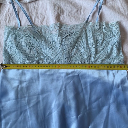 Toni M satin nightgown with lace, light blue, size M