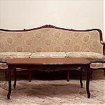  Χειροποίητο σετ σαλονιού Louis Quinze - 3θέσιος καναπές, 2 πολυθρόνες, κεντρικό τραπεζάκι