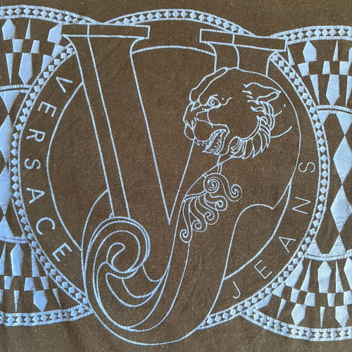 Versace Jeans Men's Large Graphic T-Shirt with Blue Tiger Emblem