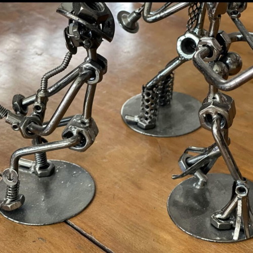 Handmade metal musician figurines set of 3