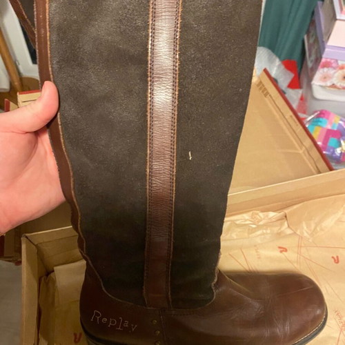 Replay vintage leather boots like new brown size 41
