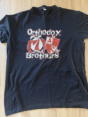 Ολυμπιακός Gate 7 Orthodox Brothers μπλούζα σε μαύρο, μέγεθος L