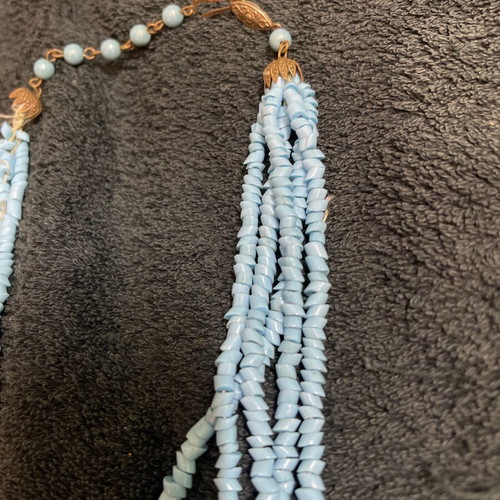 Vintage women's necklace boho style with natural amazonite, used