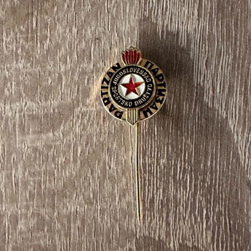 Partizan Pin and Banner New Authentic from 1990s Yugoslavia