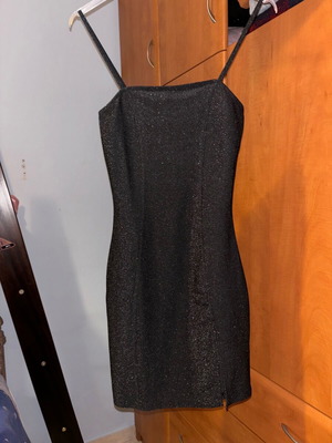 Black dress with rhinestones, size S fits M