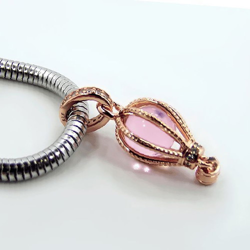 Pandora Dangle Charm Pink Hot Air Balloon with 14K Rose Gold Plating