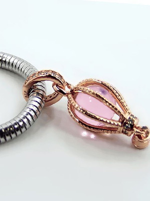 Pandora Dangle Charm Pink Hot Air Balloon with 14K Rose Gold Plating