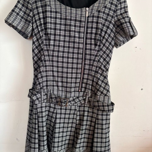 Karen Millen Checked Structured Dress With Belt Like New Size 42