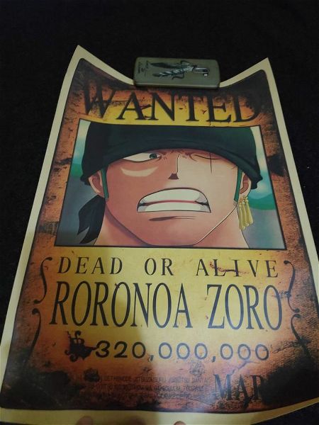  sillektiki afisa One Piece Wanted Dead Or Alive Roronoa Zoro