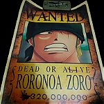  Συλλεκτικη Αφισα One Piece Wanted Dead Or Alive Roronoa Zoro