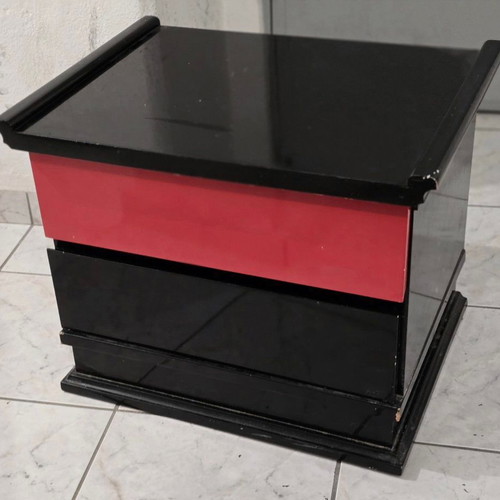 Modern nightstand black red lacquer used