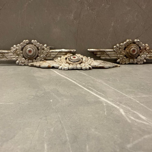 Set of 3 German Luftwaffe Wreath & Cockade Cap Badges WWII
