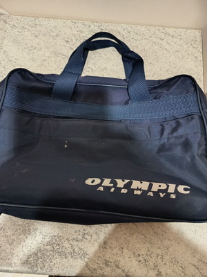 Τσάντα Olympic Airways vintage μεταχειρισμένη, μπλε, συλλεκτικό αξεσουάρ