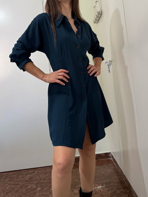 Mango women's shirt dress like new, blue and green