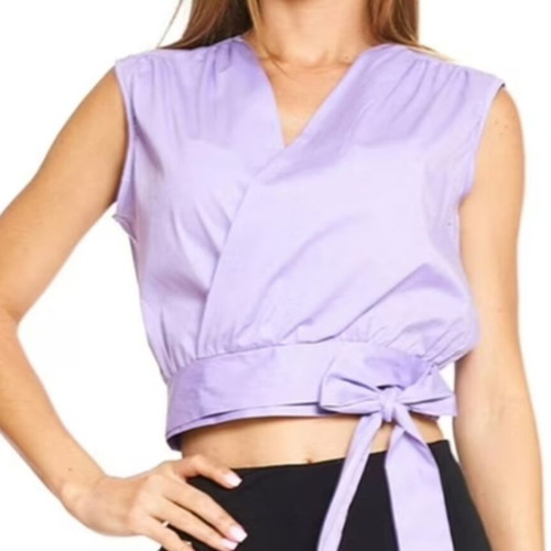 Lilac Wrap Top Shirt size S like new, pink and purple