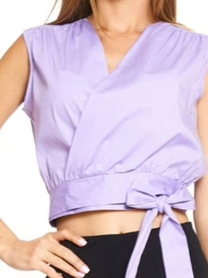 Lilac Wrap Top Shirt size S like new, pink and purple