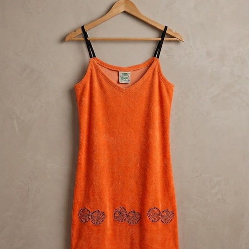 Orange terry beach dress Palm size Small like new