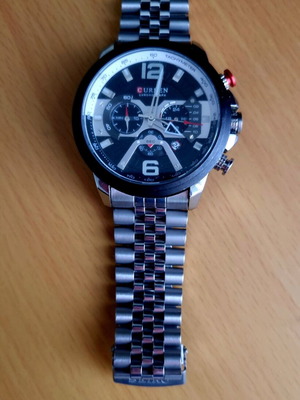 Curren watch with Seiko strap used, small crack on glass