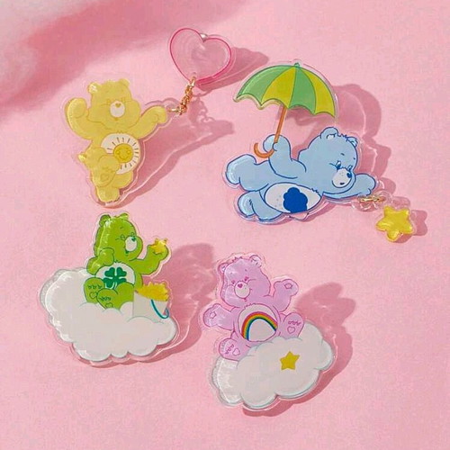 Carebears pins new, set of 4 acrylic pieces