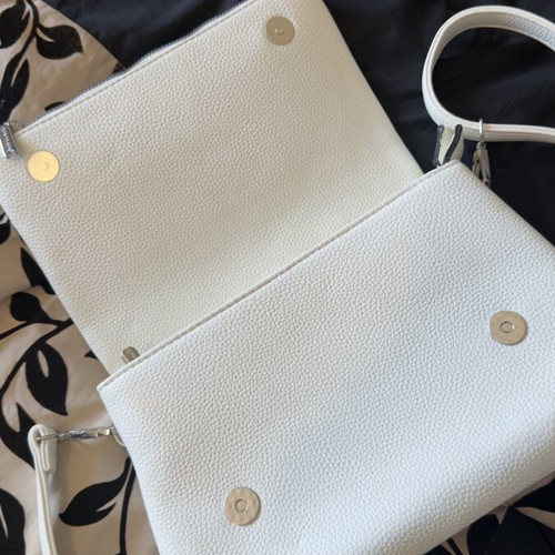 Bag to Bag White Crossbody Bag New with Chain and Silver Details