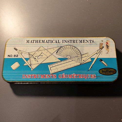 Vintage set of geometric instruments used