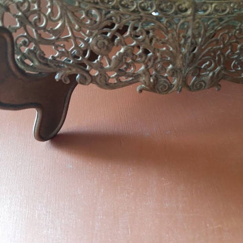 Bronze filigree mirror 1950s vintage
