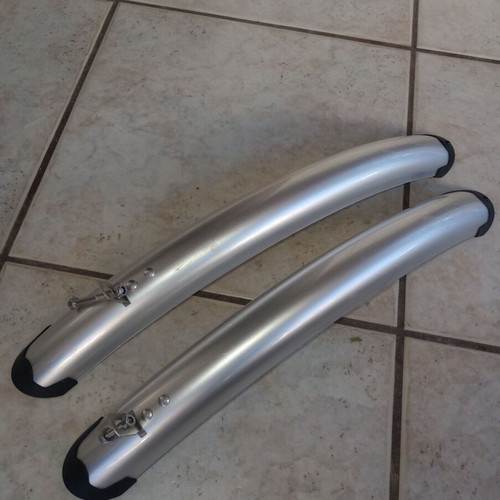 Bicycle fenders new silver rubber plastic