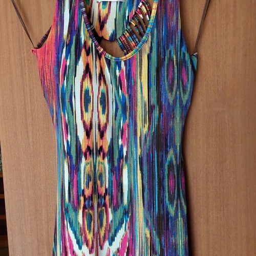 Maxi dress like new, colorful, backless, elastic, sizes S/M