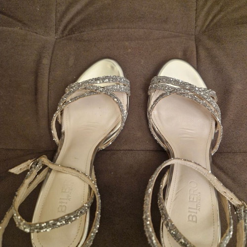 Bilero Shoes new silver glitter Greek made size 38