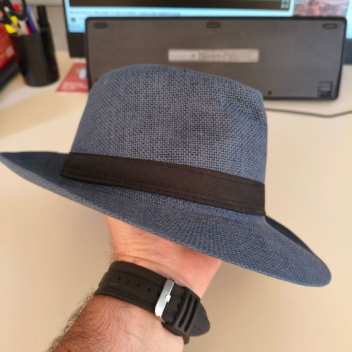 Unisex MG Hellas fedora hat size 58, black and blue, like new
