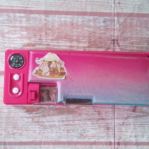 School pencil case Pink Blue Glitter Smiggle Pop Out used