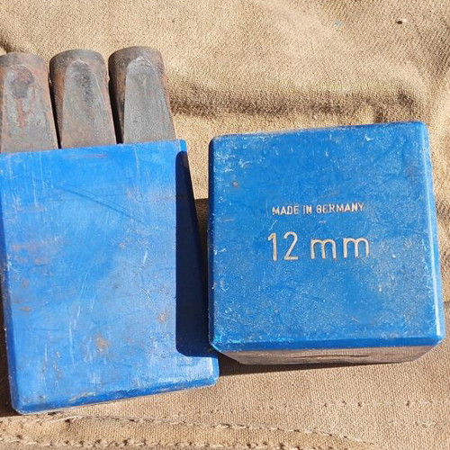 E&Co Germany vintage 12mm metal number punches set (0-9) with case