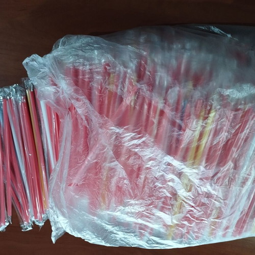 Plastic granita straws new, pack of 100 colorful pieces