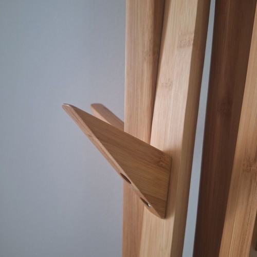 WENKO Mikado Bamboo clothes rack used, foldable with 8 hooks