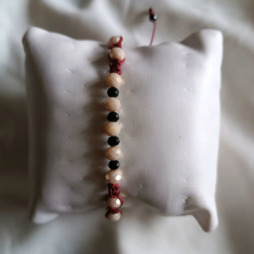 Handmade macrame bracelet new with burgundy waxed cord