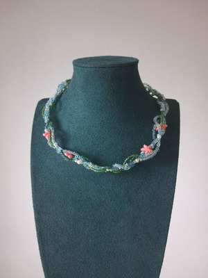 Ocean handcrafted necklace new, multicolored with silver clasp