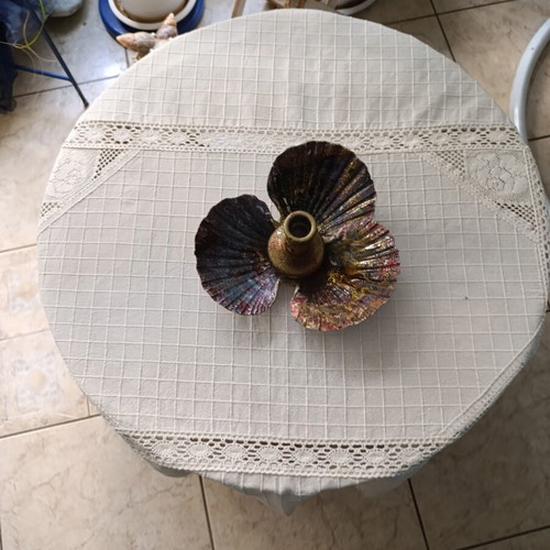 Handmade Triple Sea Shell Candle Holder new