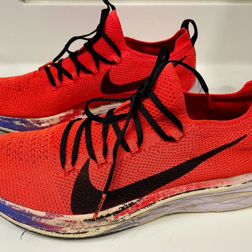 Nike Zoom Vaporfly 4% men's running shoes used, size 42, black and orange