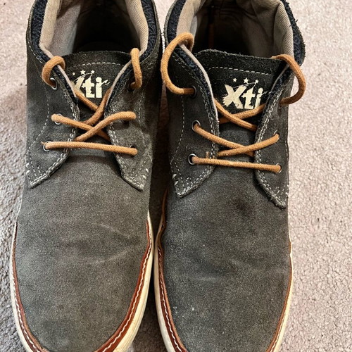 Xti men's suede shoes used, size 42, grey-blue with brown details