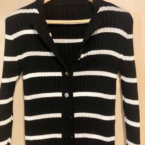 Rib set new black and white dress with jacket