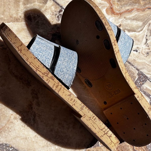 Summer flat sandals used, size 38, denim style