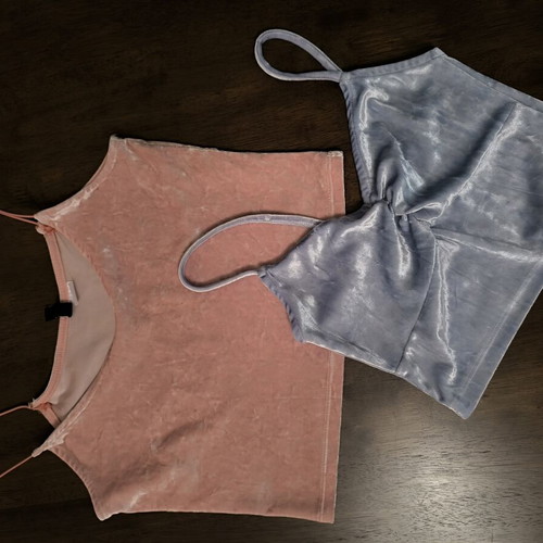 Velvet tops set new, blue and pink, size S, H&M