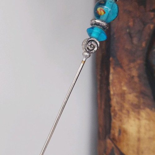 Vintage metal bookmark with glass beads like new