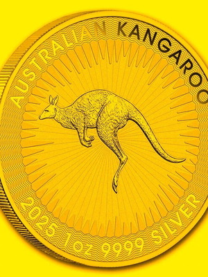 Νόμισμα 2025 Australia Kangaroo 1oz $1 ασημένιο και επιχρυσωμένο, καινούργιο